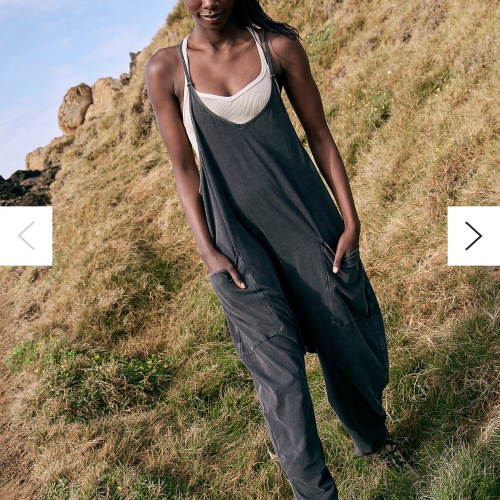 Hot Shot Onesie Charcoal Gray Relaxed Wide-Leg Jumpsuit